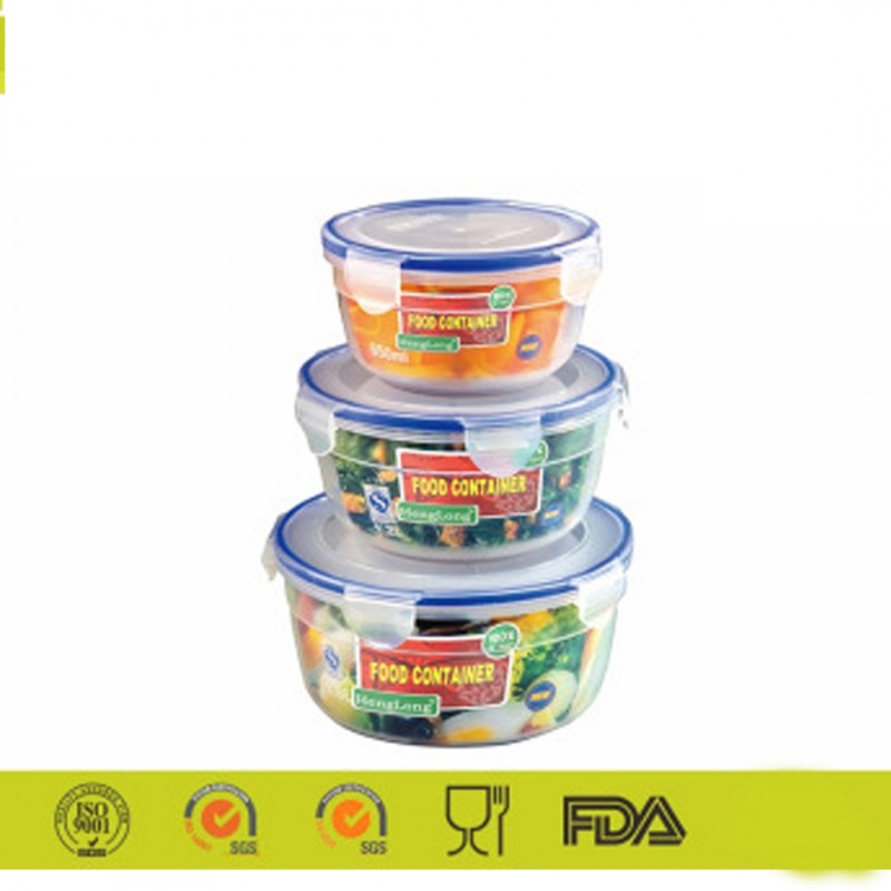 03 Piece Air Tight Round Food Storage Boxes