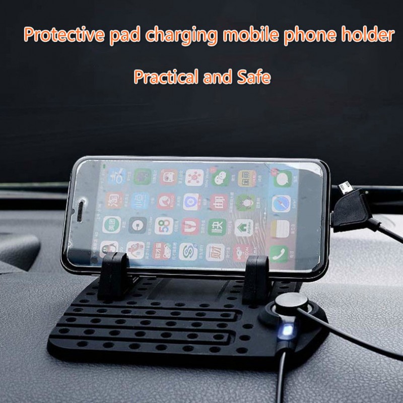 Car Mobile Holder Non-Slip Mat With Charging – Black