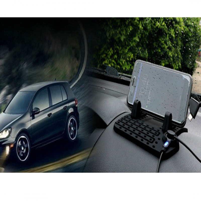 Car Mobile Holder Non-Slip Mat With Charging – Black