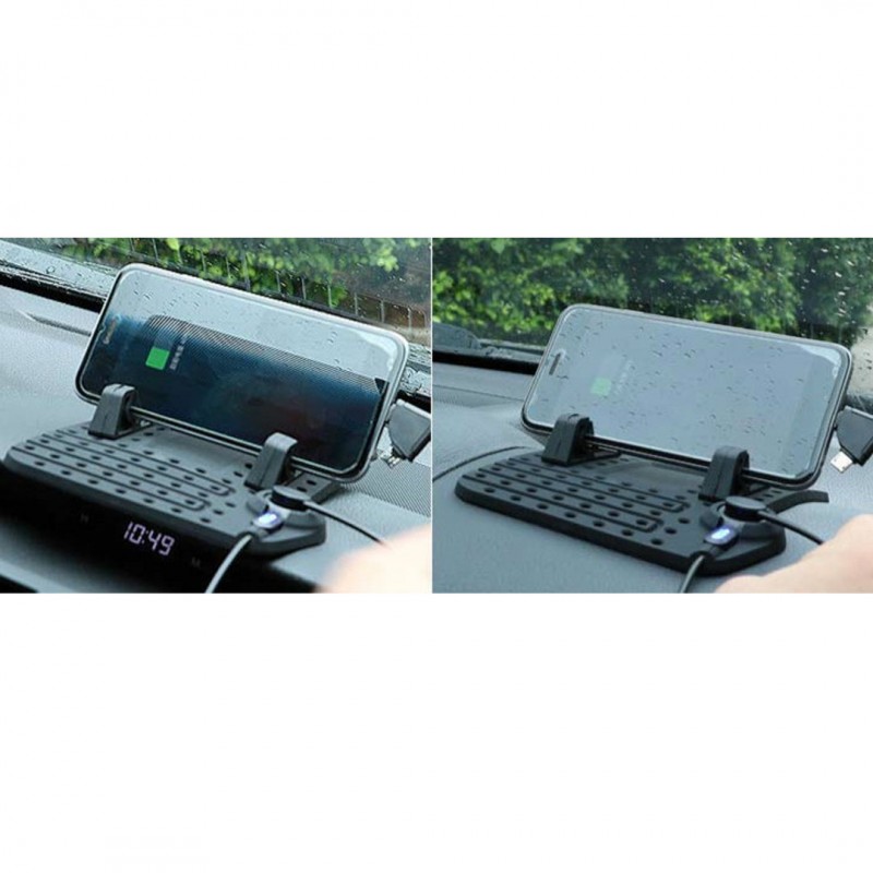 Car Mobile Holder Non-Slip Mat With Charging – Black
