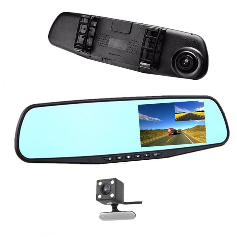 Vehicle Inner Mirror Black Box DVR full HD Dual Rec- 12v