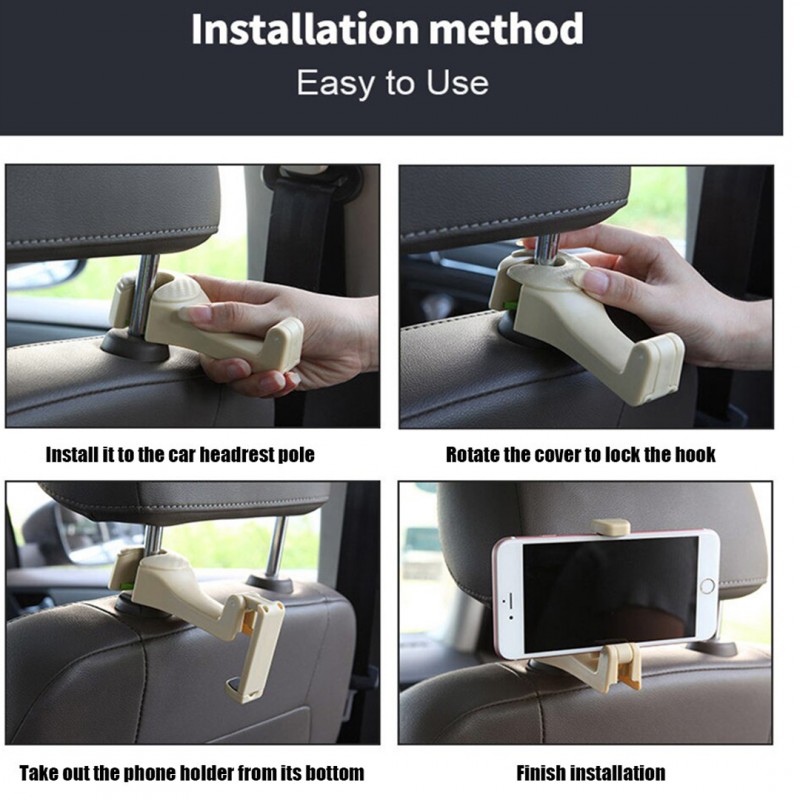 Car Hook and Phone Holder 2 in 1 Pack (Buy 01 & Get 01 Free)