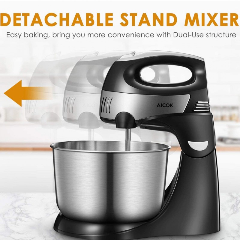Stand Hand Mixer Blender with Rotating Bowl Kitchen Appliance for Baking and More