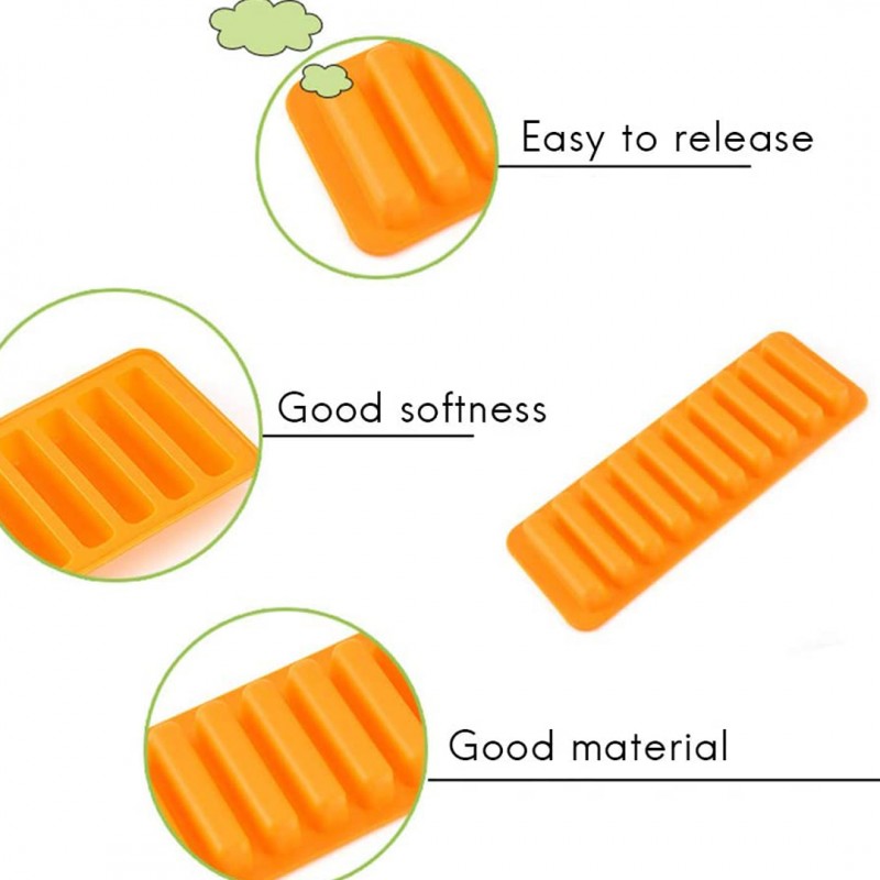 Rectangle Ice Cube Tray for Cracker Bars Make Long, Thin Ice Cubes for Water Bottles Pack of 04