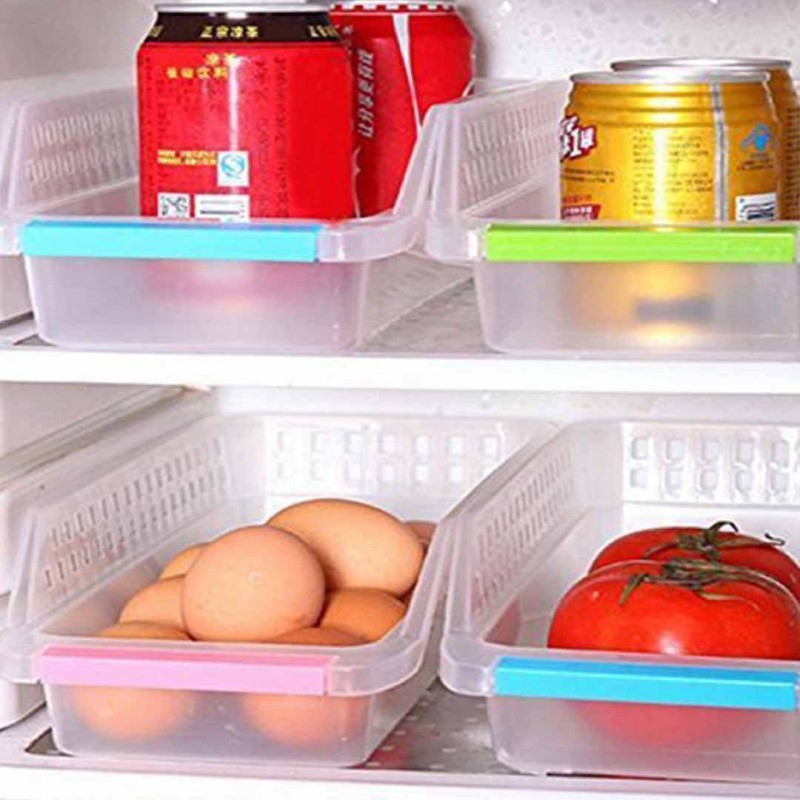 Multipurpose Fridge Storage Sliding Drawer & Rectangle Cracker Bar Ice Cube Tray (Buy 01 & Get 01 Free)
