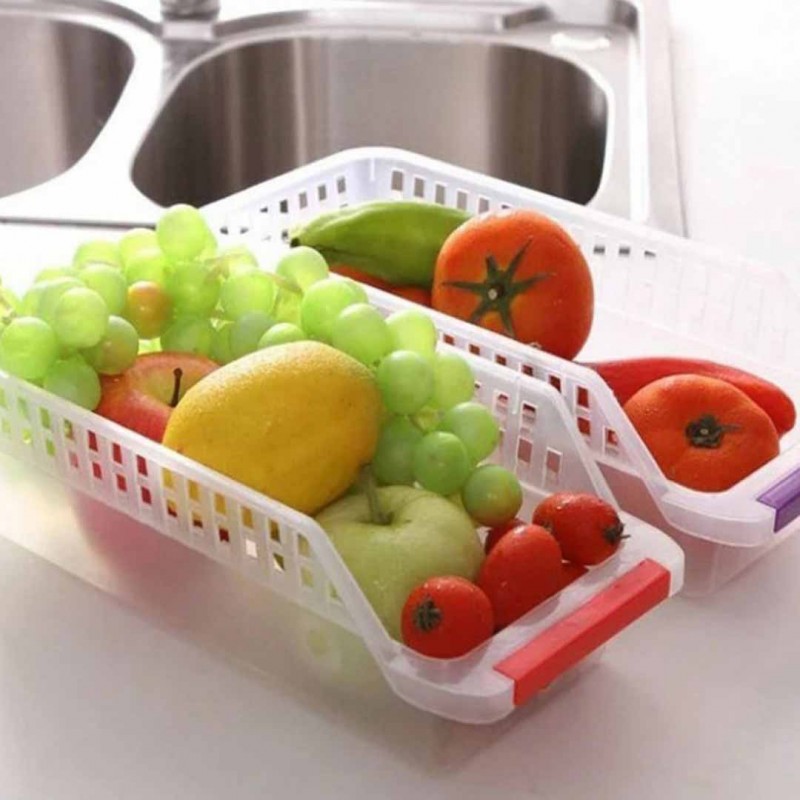 Multipurpose Fridge Storage Sliding Drawer & Rectangle Cracker Bar Ice Cube Tray (Buy 01 & Get 01 Free)