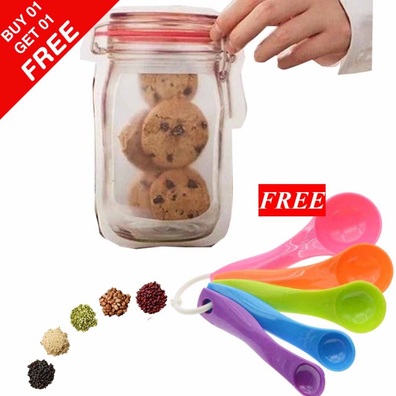 Reusable Storage Bottle & Plastic Measuring Spoons (Buy 01 & Get 01 Free)