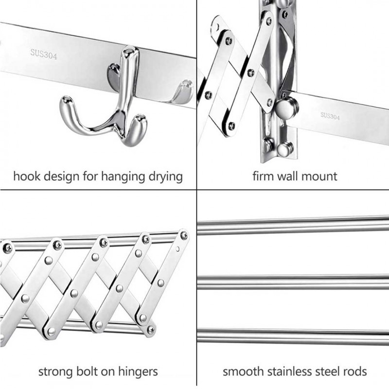 Wall Mounted Clothes Drying Rack 4 Feet