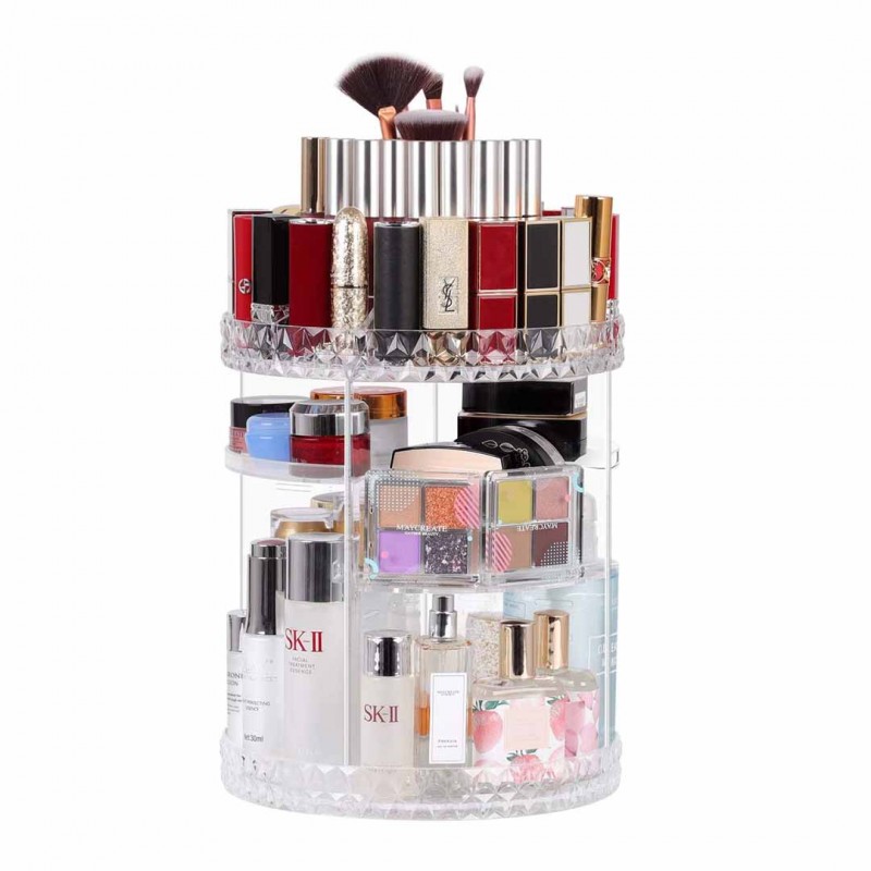 360 Makeup Organizer Rotating Adjustable Carousel Storage