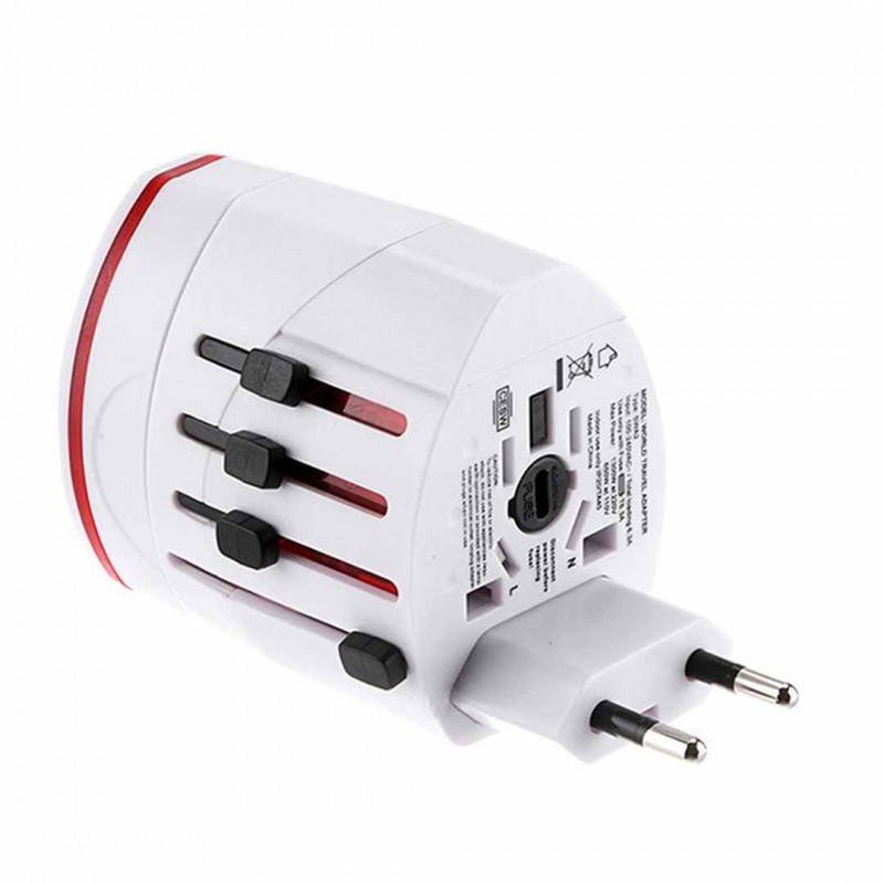 All In One Dupla Porta USB  US UK AU UE Universal Adaptador