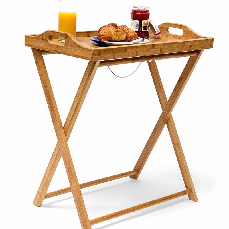 Bamboo Table with Serving Tray