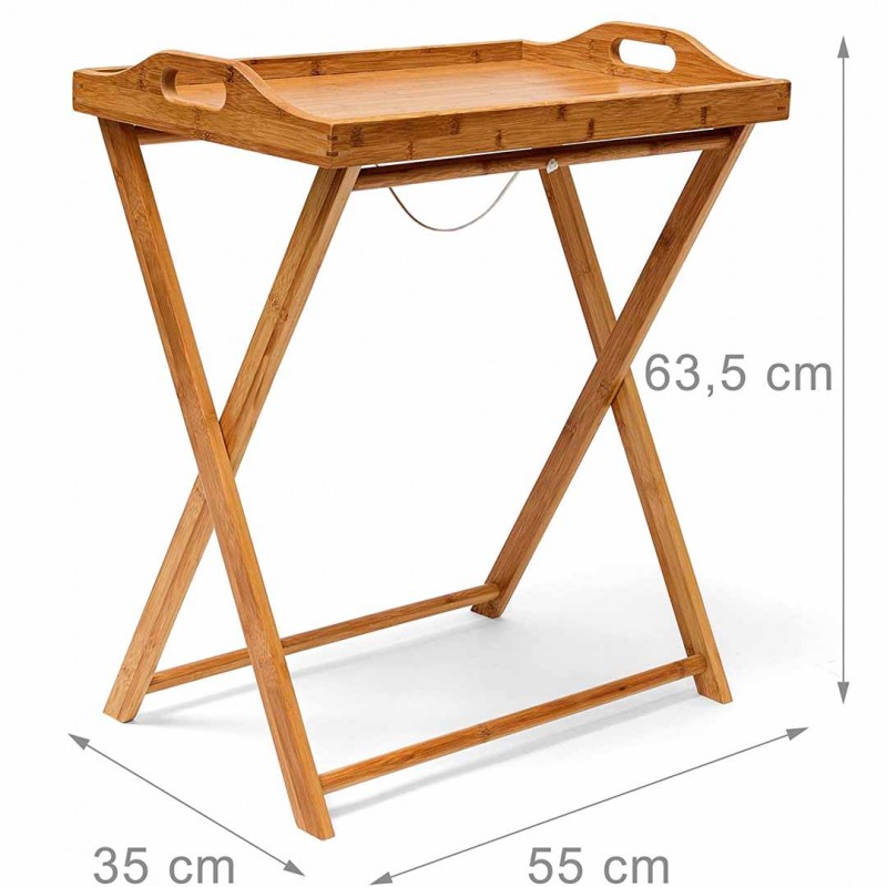 Bamboo Table with Serving Tray