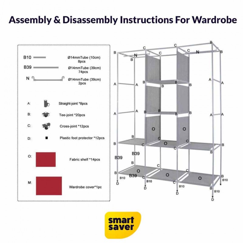Smart Saver 8 Shelf Closet Organizer Wardrobe