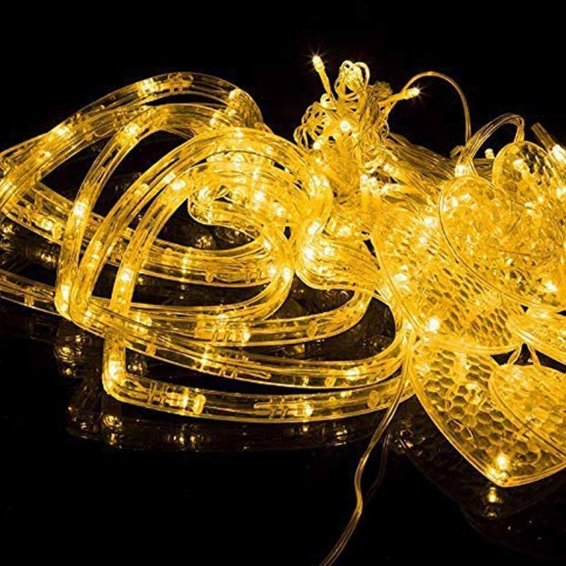 Hearts with Heart String Lights Curtain