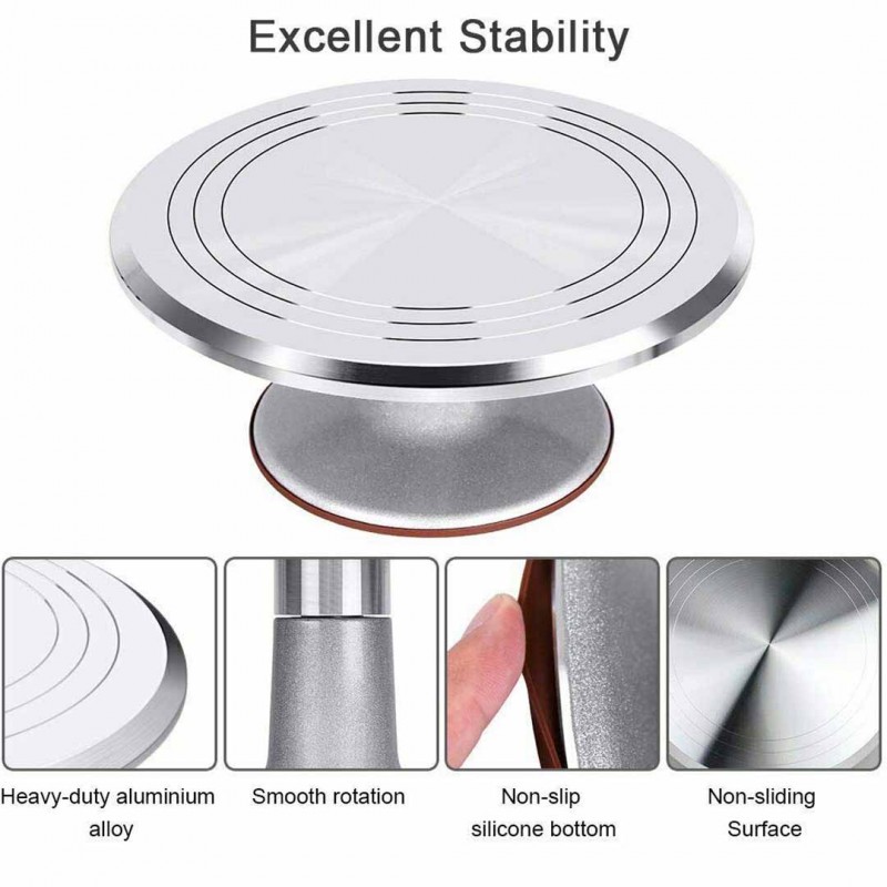 Stainless Steel Turntable Stand Rotating Cake Turntable for Decorating, Baking, and Serving