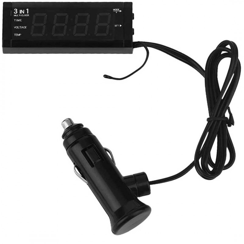 3 in 1 Car Digital Clock With Temperature Thermometer & Voltage Meter Voltmeter