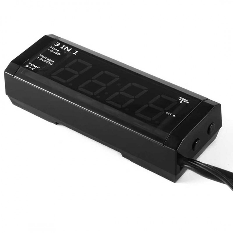 3 in 1 Car Digital Clock With Temperature Thermometer & Voltage Meter Voltmeter