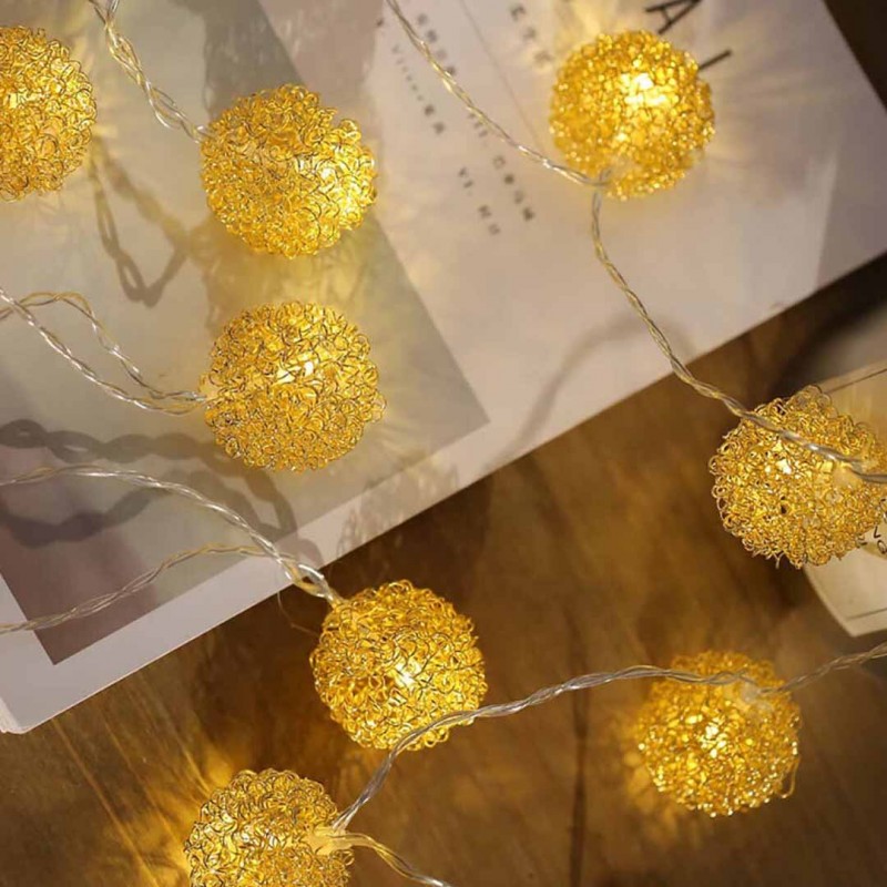 Iron Gold Fairy Garland LED Wire Ball String Lights