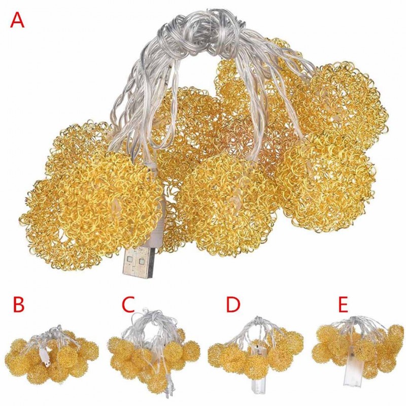 Iron Gold Fairy Garland LED Wire Ball String Lights