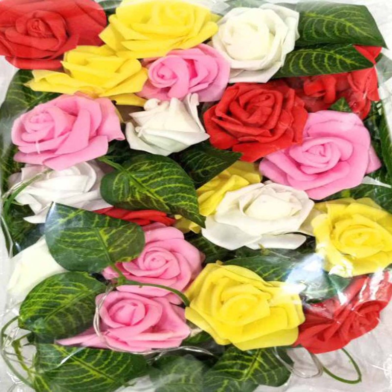 Colorful Led Roses With Leaf String