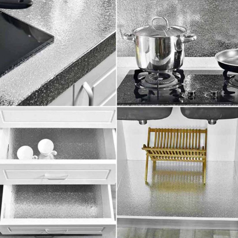 Kitchen Oil Proof Waterproof Stickers Aluminum Foil Pack Of 15