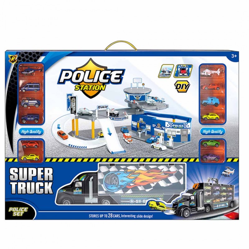 Police Toy Set With Parking Lot Toy Car