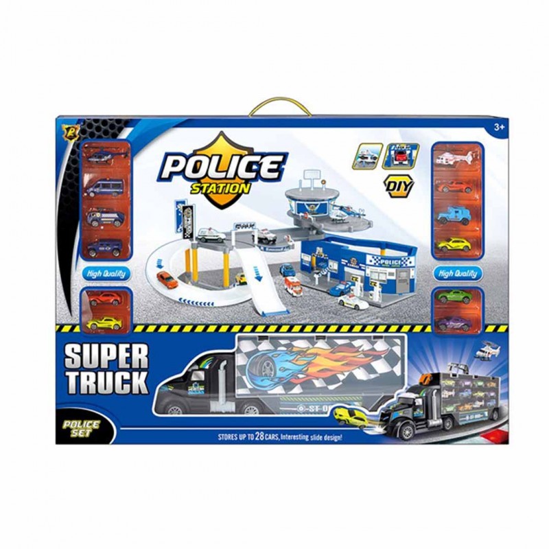 Police Toy Set With Parking Lot Toy Car