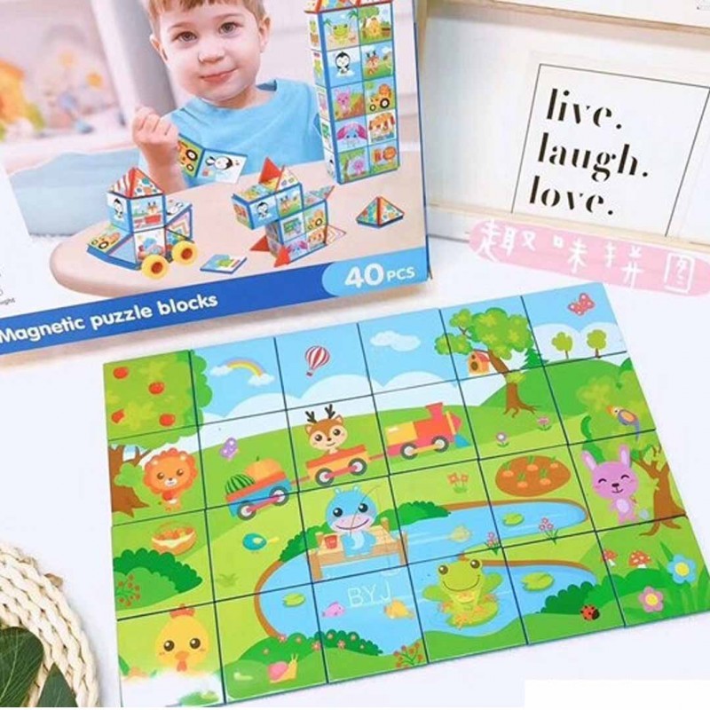 Magnetic Puzzle Blocks 40 Pieces