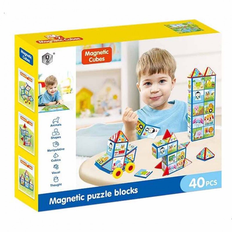 Magnetic Puzzle Blocks 40 Pieces