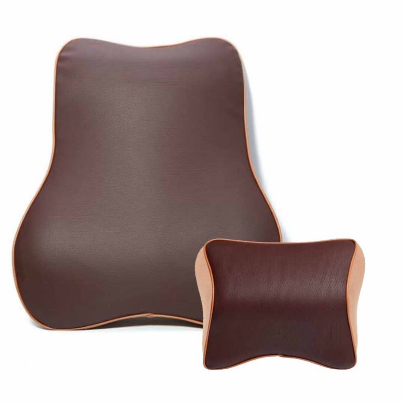 Back Support Cushion & Neck Pillow Brown