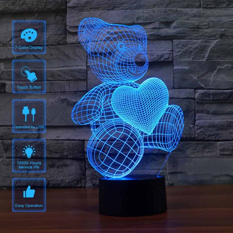 Teddy Bear Action Figure 3D LED Night Light