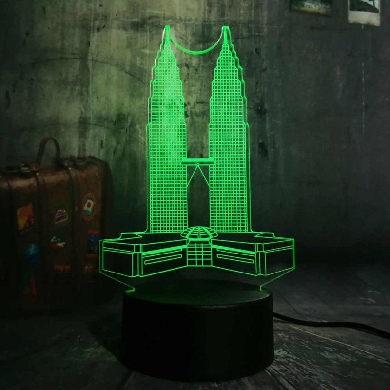 3D LED Night Light Petronas Twin Towers Desk Lamp