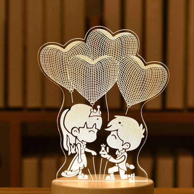 Heart Shaped Balloon Acrylic Led Night Light
