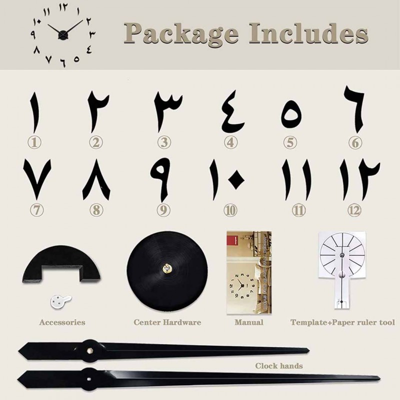 Wall Clock with Arabic Numerals for Home or Office Decor