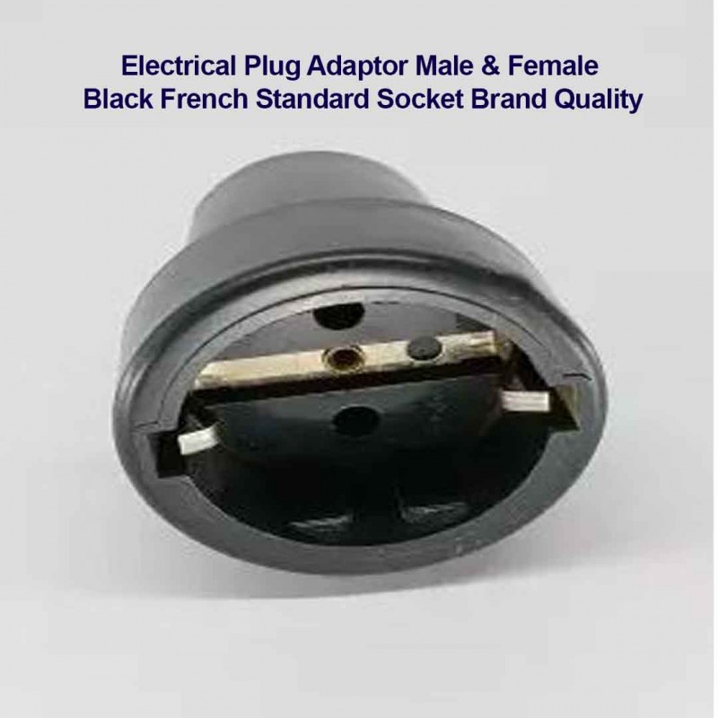 Electrical Plug Adaptor Male & Female Black French Standard Socket Brand Quality