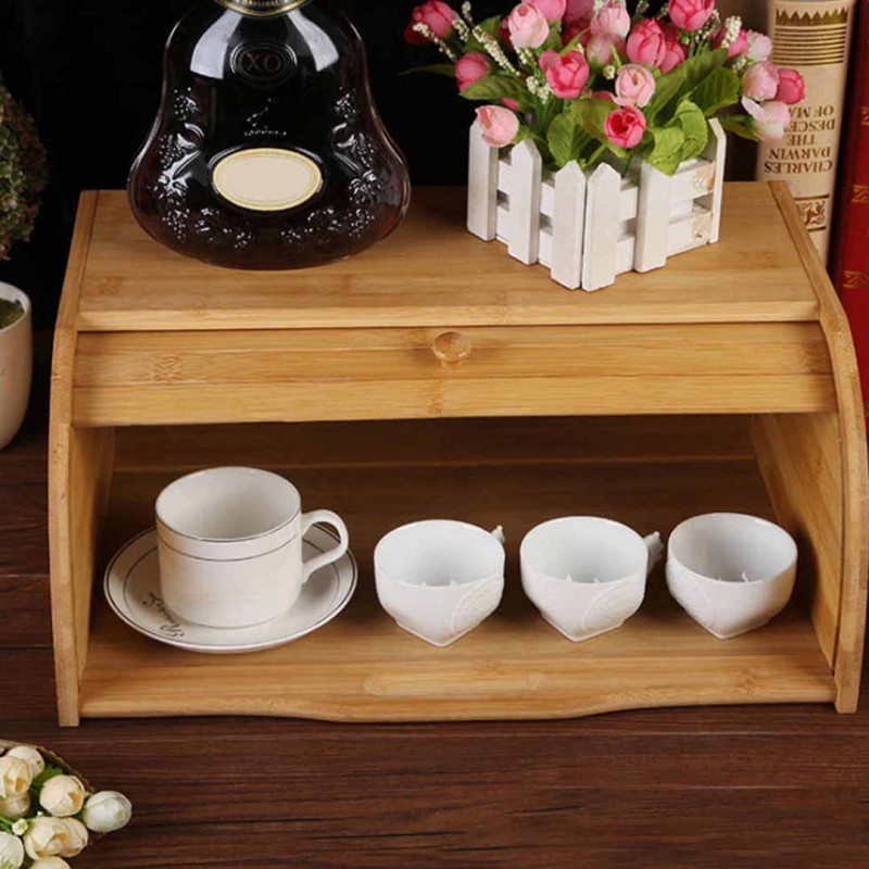 Natural Bamboo Bread Holder Food Storage Container
