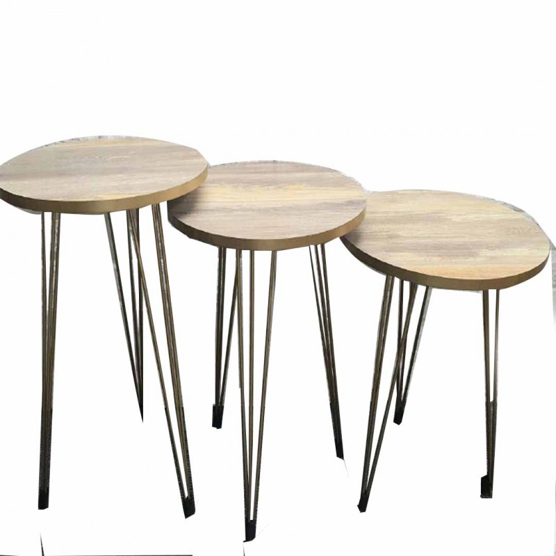 Iron Base Solid Wood Top Round Stoo