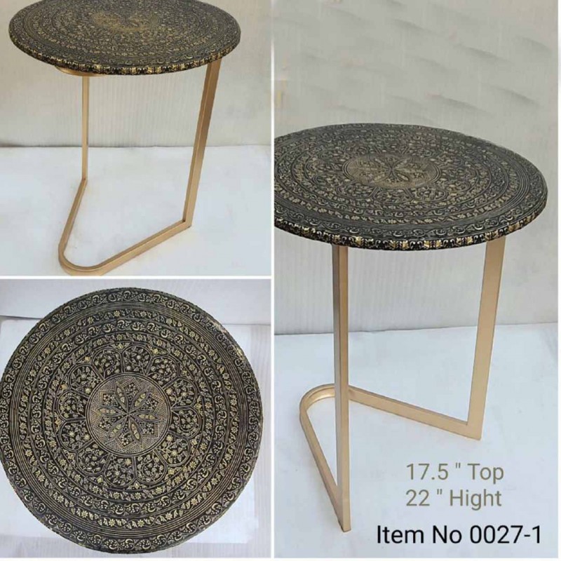 Aluminum Round Coffee Table With Iron Stand