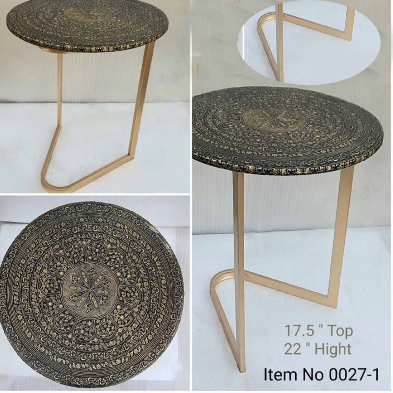Aluminum Round Coffee Table With Iron Stand