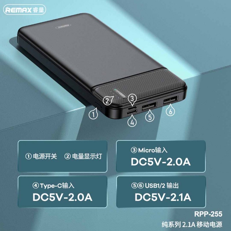 Remax Power Bank 10000mah Rpp-255 Black