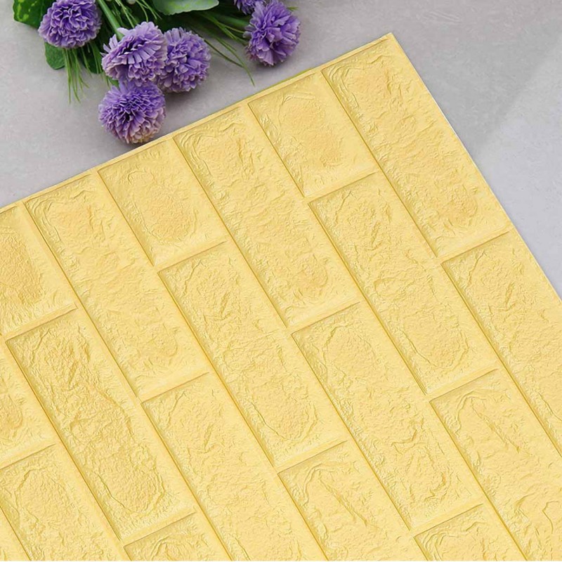 3D Wall Panels Peel And Stick Wallpaper Yellow Pack Of 05