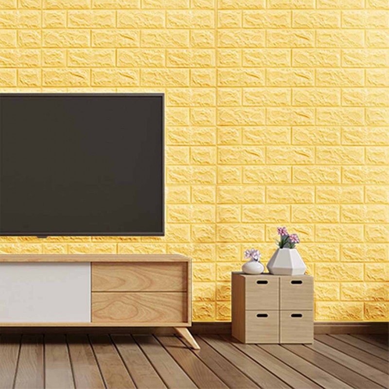 3D Wall Panels Peel And Stick Wallpaper Yellow Pack Of 45