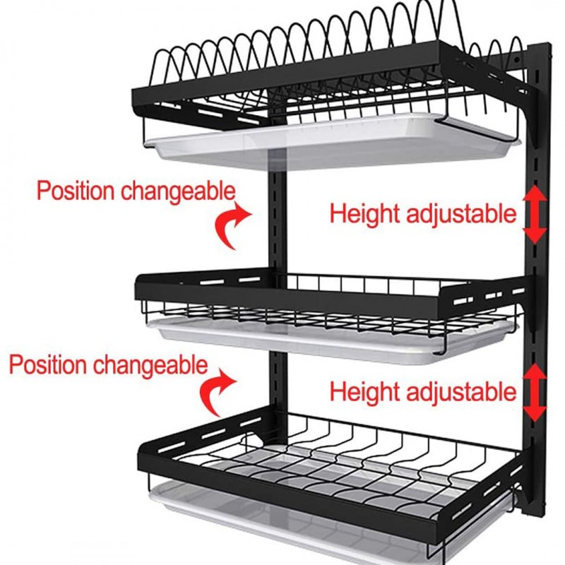 Dish Drying Wall Mount With Drain Tray