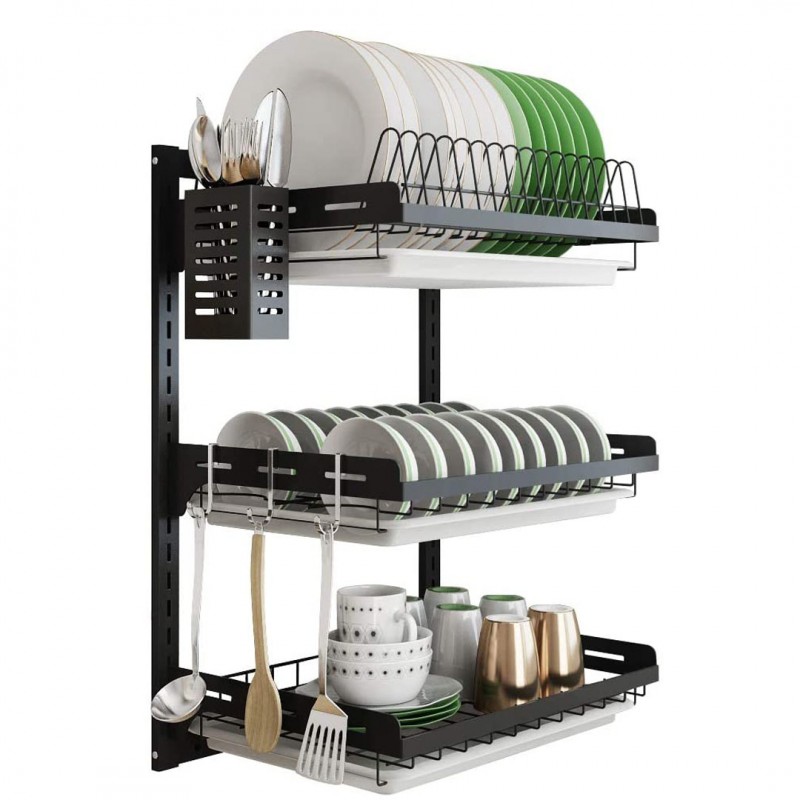 Dish Drying Wall Mount With Drain Tray