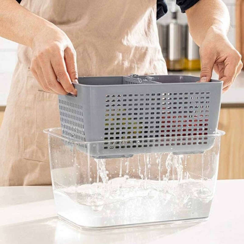 3-in-1 Multifunctional  Fruit And Vegetable Storage Containers With Strainers