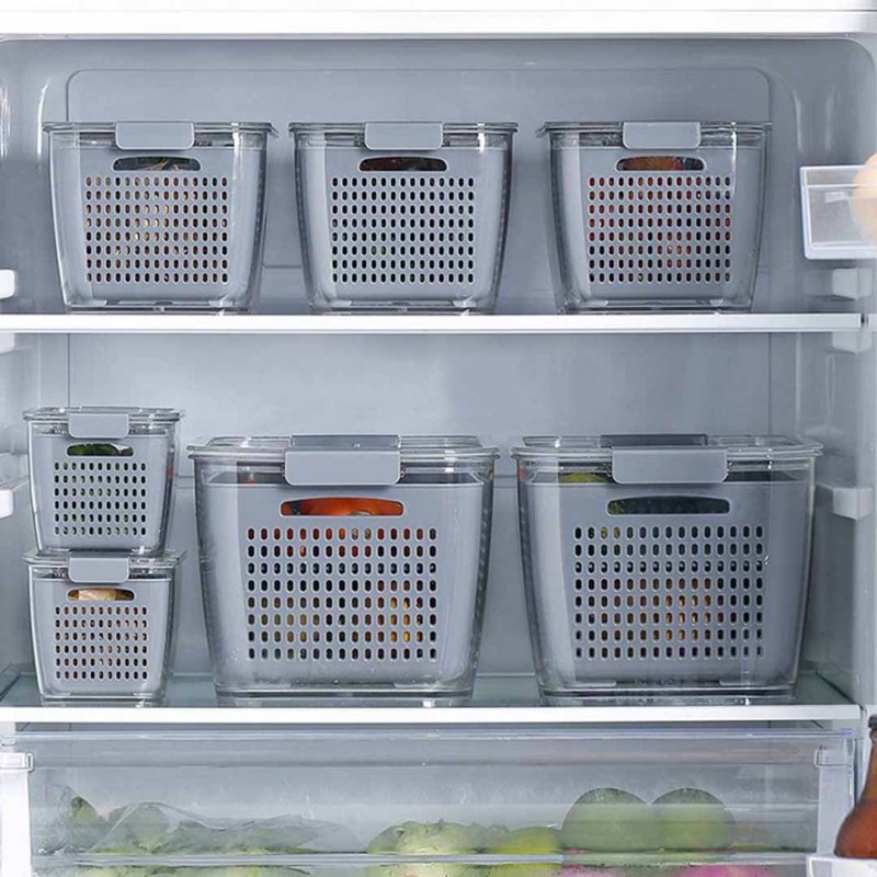 3-in-1 Multifunctional  Fruit And Vegetable Storage Containers With Strainers