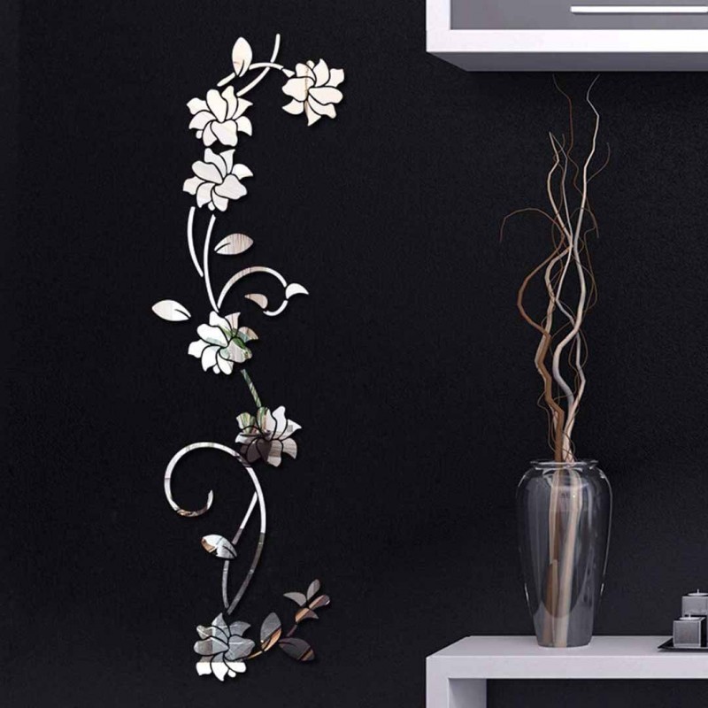 3D Removable Flower Mirror Wall Sticker