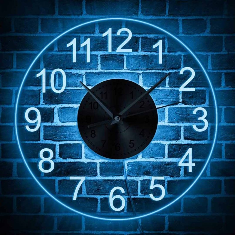 LED Lighting Wall Time Clock with Color Changing Transparent Clock