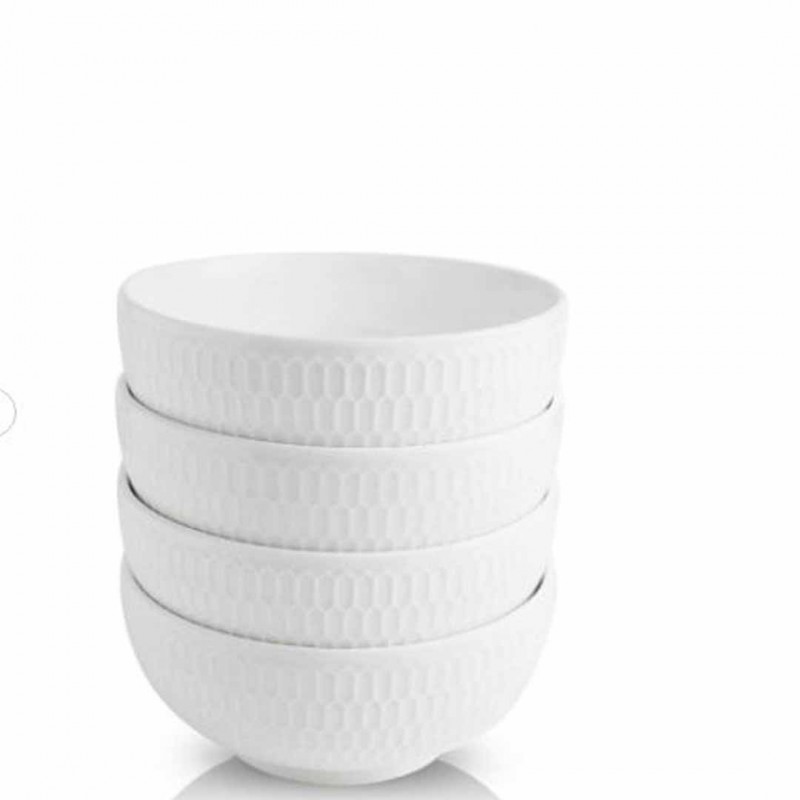 14 Piece Embossed Ceramic Bowl Set Elegant and Durable Dinnerware for Any Occasion