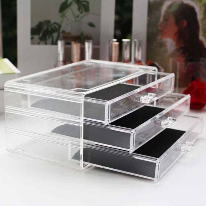 Beauty Desktop 3 Drawers Large Plastic Acrylic Makeup Organizer